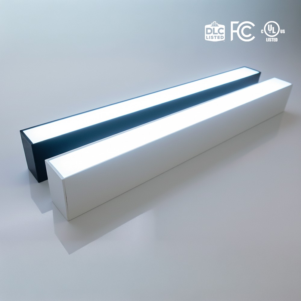 BLACK 8-FOOT ARCHITECTURE LINEAR STRIP LIGHTS. WATTAGE SELECTABLE 60W/80W/100W + 3000K - 4000K - 5000K.