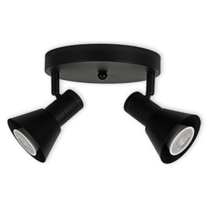 LED CEILING LIGHT FOR GU10 BULBS - SERIES 190 - 2 LIGHTS - BLACK