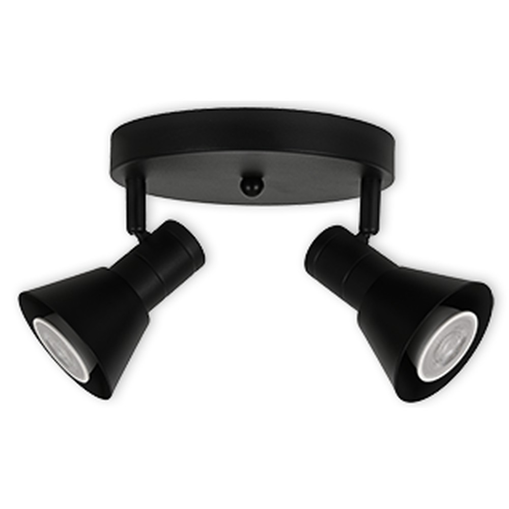 LED CEILING LIGHT FOR GU10 BULBS - SERIES 190 - 2 LIGHTS - BLACK