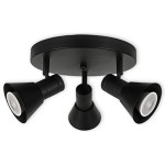 LED CEILING LIGHT FOR GU10 BULBS - SERIES 190 - 3 LIGHTS - BLACK