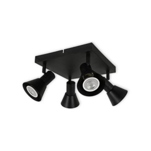 LED CEILING LIGHT FOR GU10 BULBS - SERIES 190 - 4 LIGHTS - BLACK