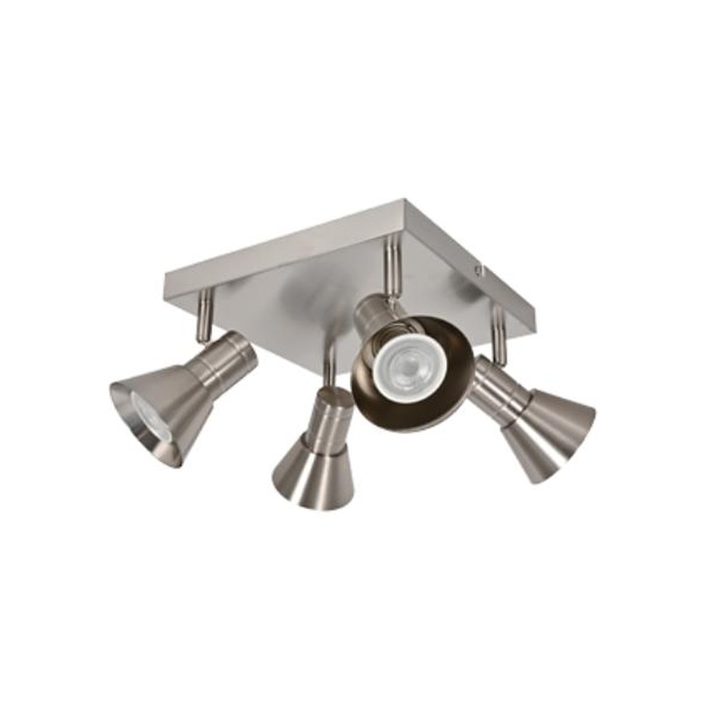LED CEILING LIGHT FOR GU10 BULBS - SERIES 190 - 4 LIGHTS - BRUSHED STEEL