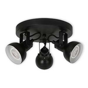 LED CEILING LIGHT FOR GU10 BULBS - SERIES 215 - 3 LIGHTS - BLACK