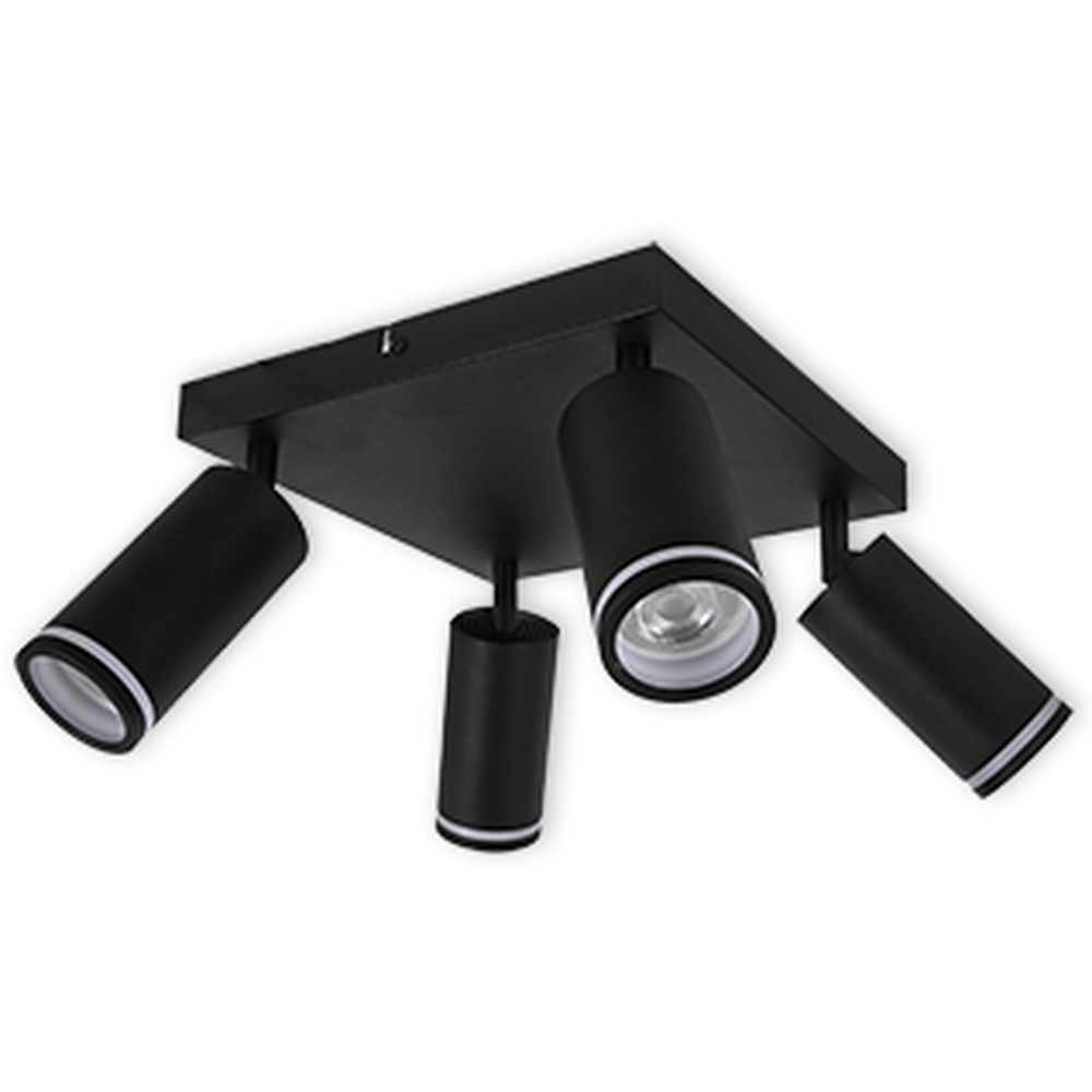 LED CEILING LIGHT FOR GU10 BULBS - SERIES 302 - 4 LIGHTS - BLACK