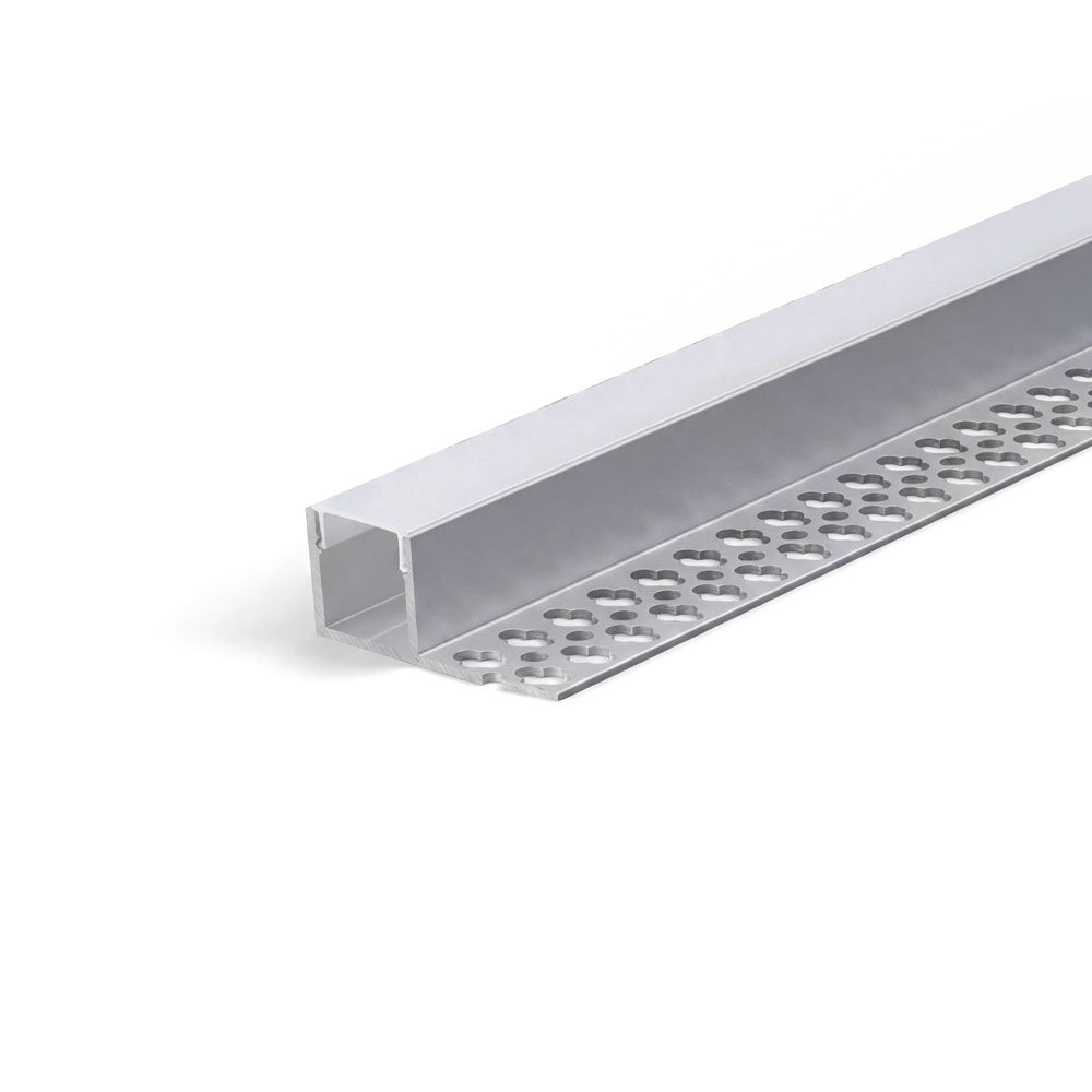 TRIMLESS RECESSED ONE SIDE PROFILE 3515A WITH 2 ENDCAPS & PC COVER 10FT SILVER