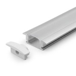 RECESSED ALUMINUM PROFILE 508 WITH 2 ENDCAP 3 CLIPS & PC COVER 10FT SILVER