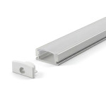 SURFACE MOUNTED ALUMINUM PROFILE 509 WITH 2 ENDCAPS 3 CLIPS & PC COVER 10FT SILVER