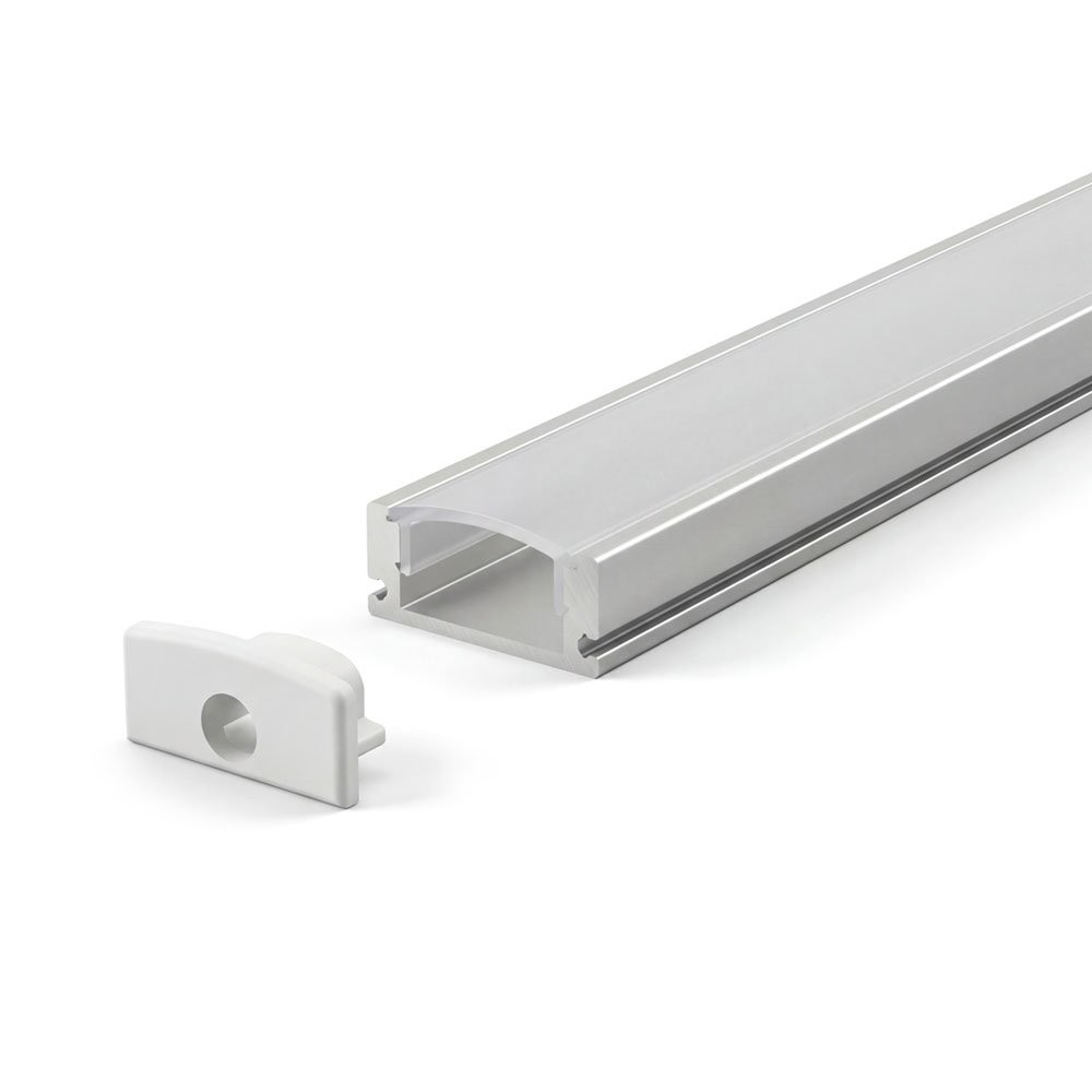 SURFACE MOUNTED ALUMINUM PROFILE 509 WITH 2 ENDCAPS 3 CLIPS & PC COVER 10FT SILVER