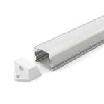 SURFACE MOUNTED/RECESSED ALUMINUM PROFILE 510 WITH 2 ENDCAPS & PC COVER 10FT SILVER