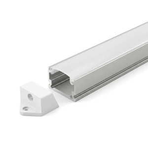 SURFACE MOUNTED/RECESSED ALUMINUM PROFILE 510 WITH 2 ENDCAPS & PC COVER 10FT SILVER