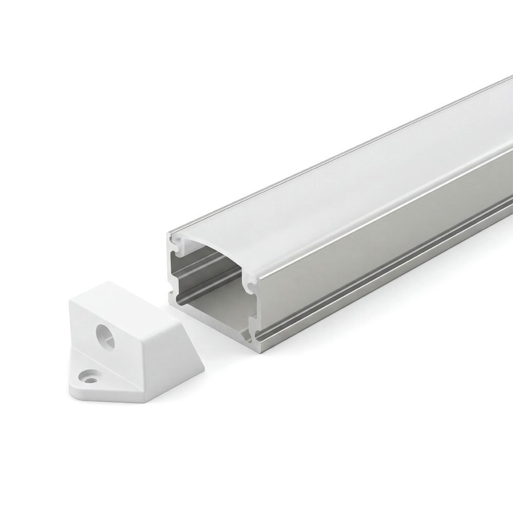 SURFACE MOUNTED/RECESSED ALUMINUM PROFILE 510 WITH 2 ENDCAPS & PC COVER 10FT SILVER
