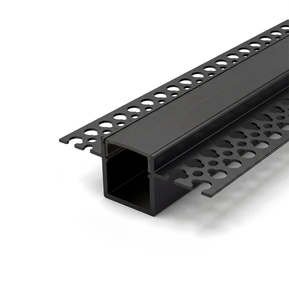 TRIMLESS RECESSED ALUMINUM PROFILE 5515 WITH PC COVER 10FT BLACK