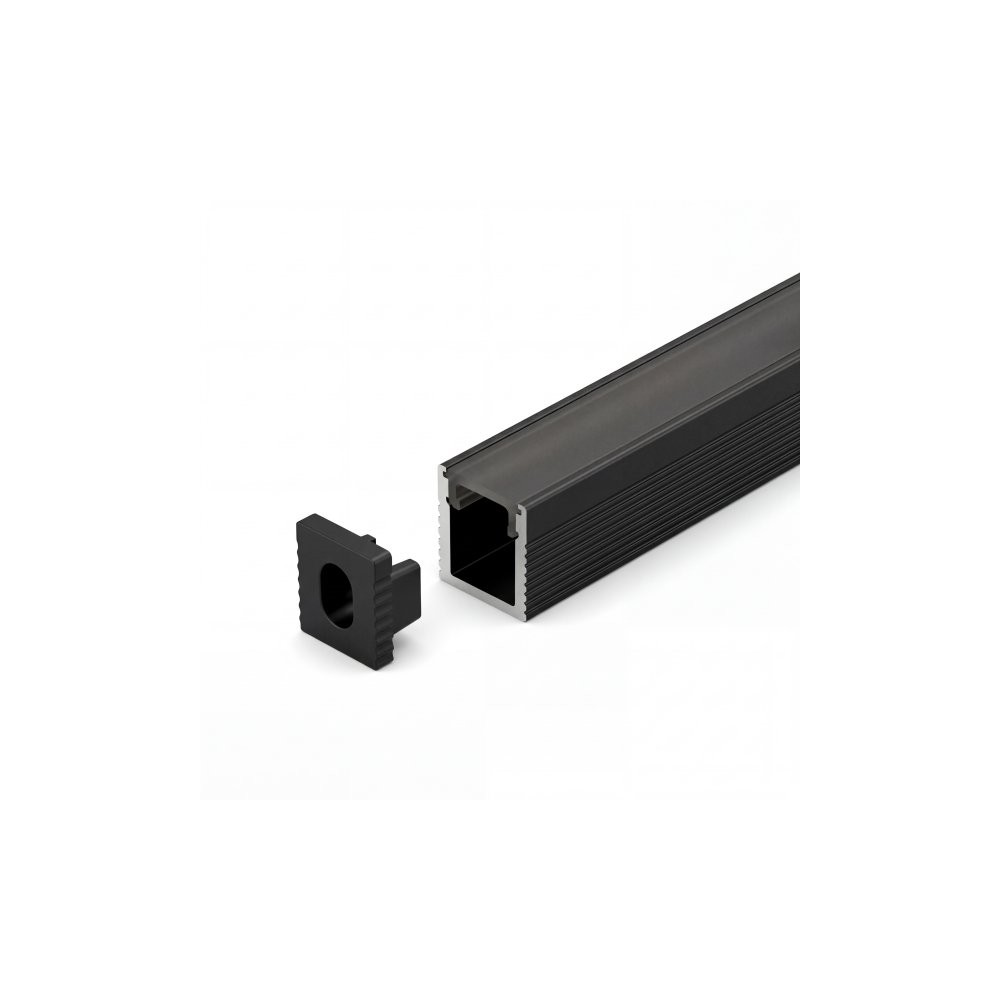 TRIMLESS RECESSED ALUMINUM PROFILE 5515A WITH 2 ENDCAPS & PC COVER SILVER