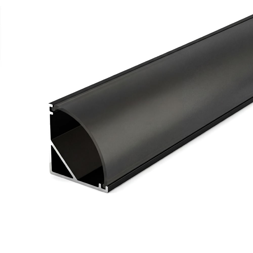 90D SURFACE MOUNT PROFILE 601 WITH 2 ENDCAPS & 3 PCS CLIPS & PC COVER BLACK