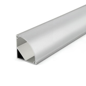 90D SURFACE MOUNT PROFILE 601 WITH 2 ENDCAPS & 3 PCS CLIPS & PC COVER SILVER