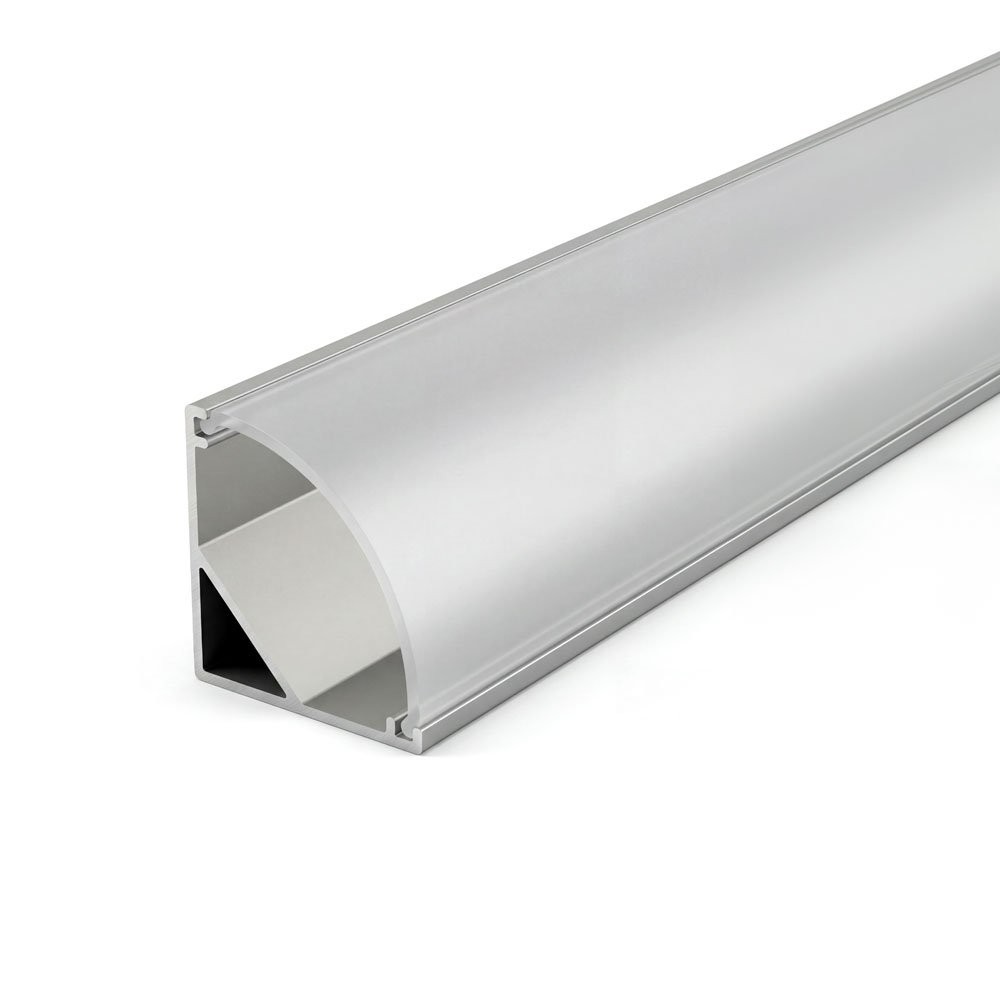 90D SURFACE MOUNT PROFILE 601 WITH 2 ENDCAPS & 3 PCS CLIPS & PC COVER SILVER