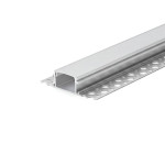 TRIMLESS RECESSED ALUMINUM PROFILE 6114A WITH 2 ENDCAPS & PC COVER 10FT SILVER