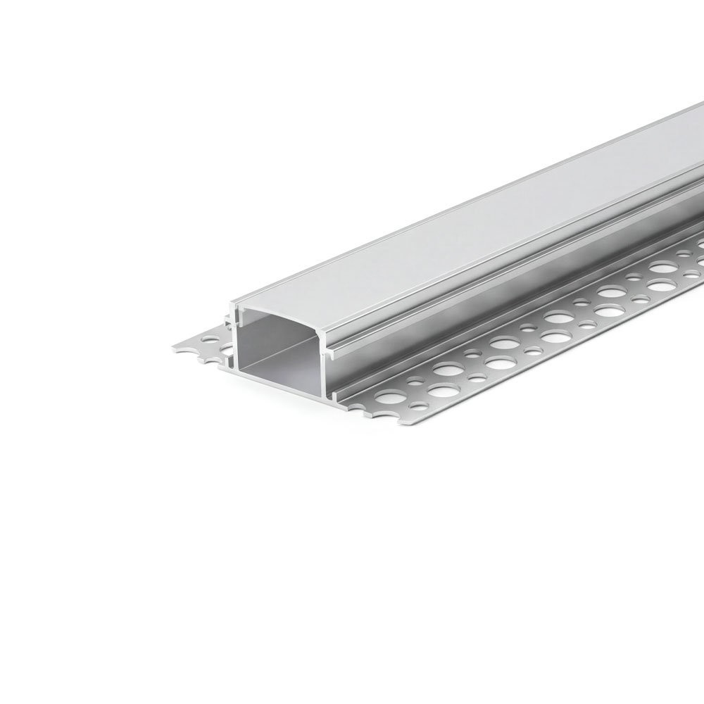 TRIMLESS RECESSED ALUMINUM PROFILE 6114A WITH 2 ENDCAPS & PC COVER 10FT SILVER