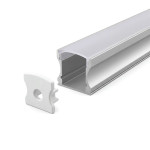SURFACE MOUNTED ALUMINUM PROFILE 613 WITH 2 ENDCAPS 3 CLIPS & PC COVER 10FT SILVER