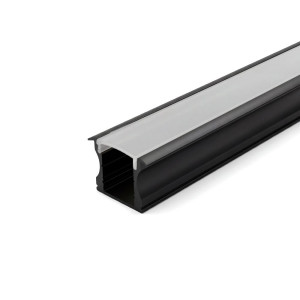 RECESSED ALUMINUM PROFILE 613B WITH PC COVER 10FT BLACK