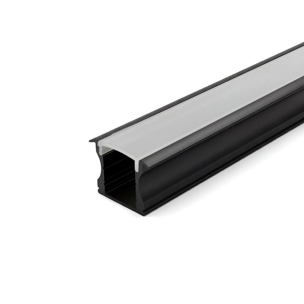 RECESSED ALUMINUM PROFILE 613B WITH PC COVER 10FT BLACK