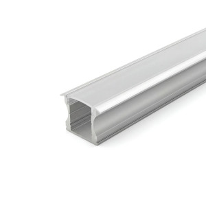 RECESSED ALUMINUM PROFILE 613B WITH PC COVER 10FT SILVER