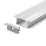 SURFACE MOUNTED/RECESSED ALUMINUM PROFILE 619 WITH PC COVER 10FT SILVER