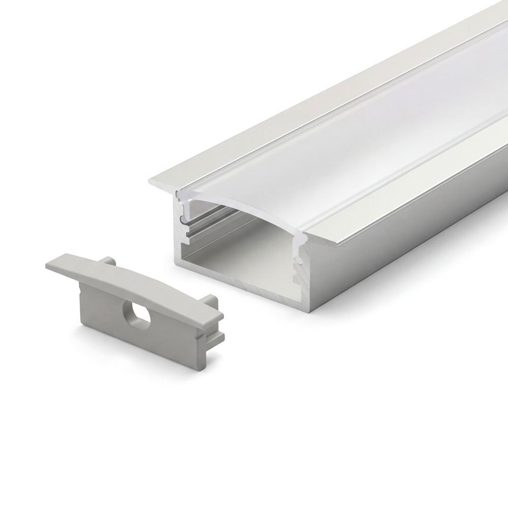 SURFACE MOUNTED/RECESSED ALUMINUM PROFILE 619 WITH PC COVER 10FT SILVER
