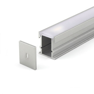 IN-GROUND PROFILE 632 WITH 2PCS ENDCAPS & PC COVER 10FT SILVER