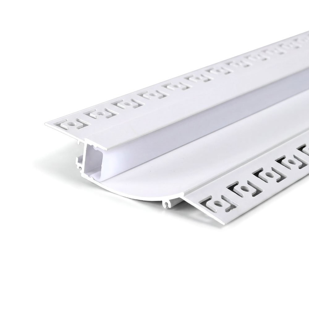 TRIMLESS RECESSED ALUMINUM PROFILE 9819 WITH 2 PCS ENDCAPS & PC COVER 10FT WHITE