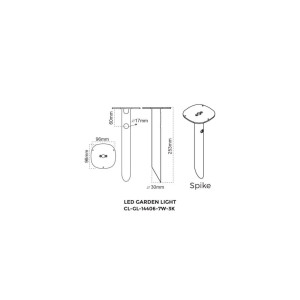 Spike for Garden Lights - 25cm length for CL-GL-16402-12W-3K-BL and CL-GL-14406-7W-3K-BL