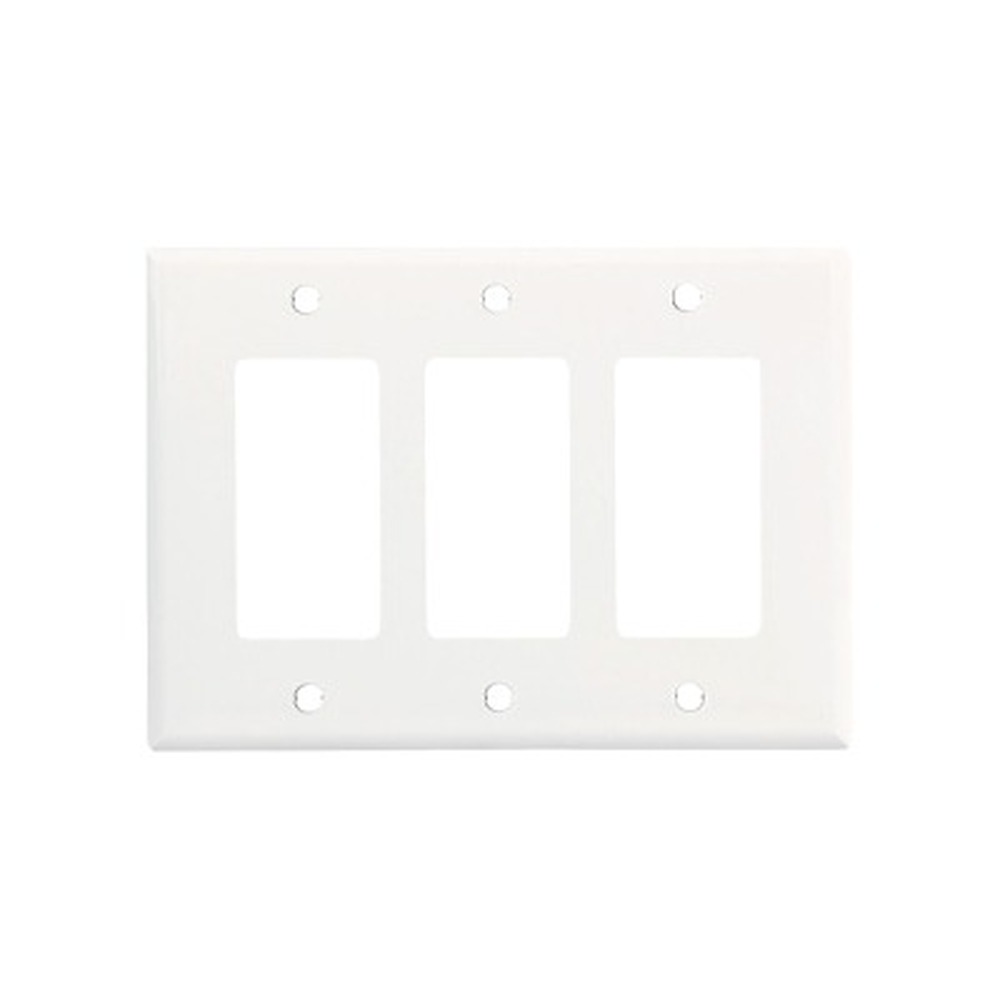 Decorator Wallplate - 3 Gang - White - Plastic - V2