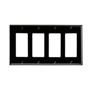 Decorator Wallplate - 4 Gang - Black - Plastic - V2