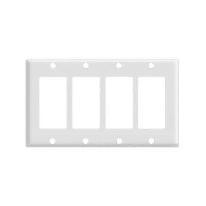 Decorator Wallplate - 4 Gang - White - Plastic - V2