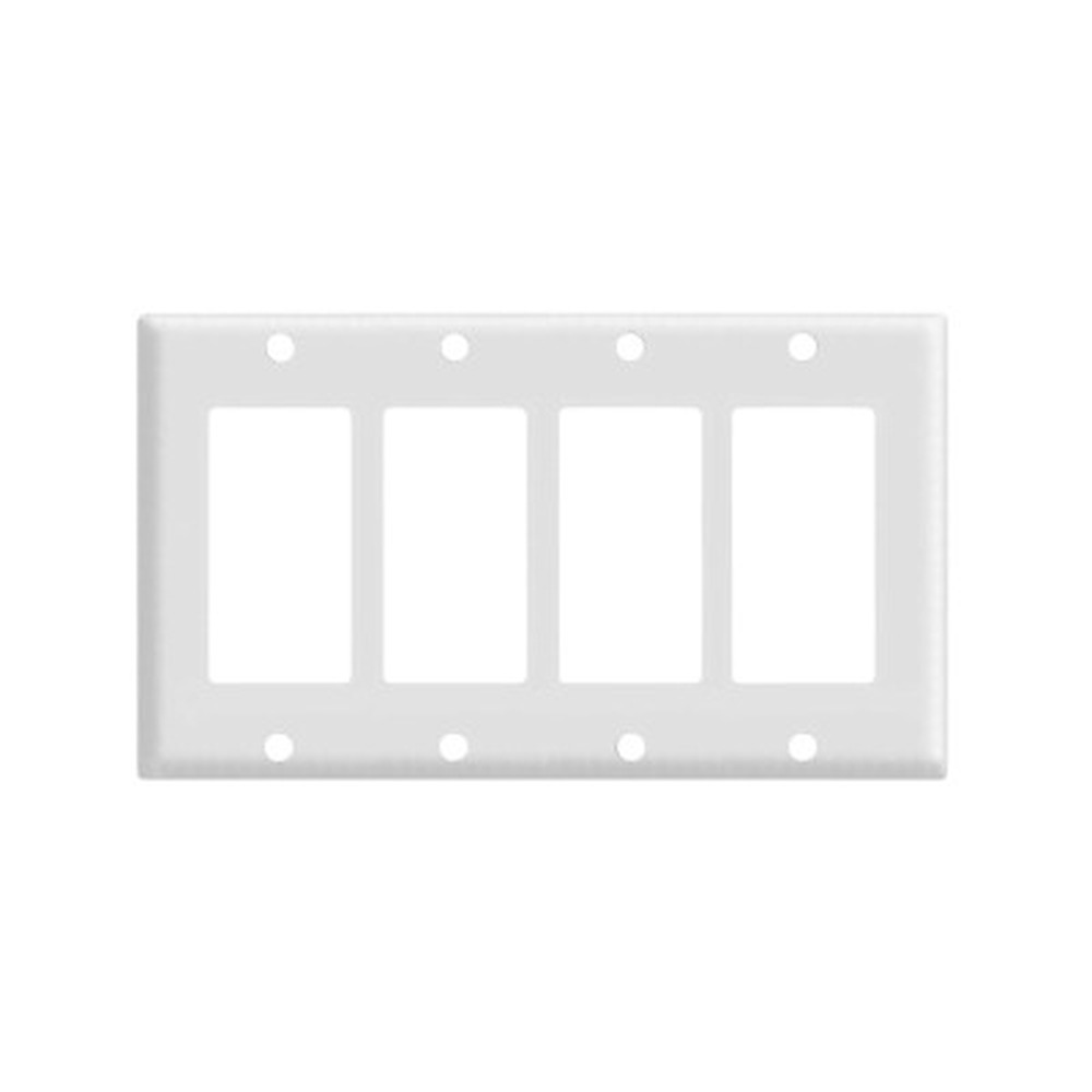 Decorator Wallplate - 4 Gang - White - Plastic - V2