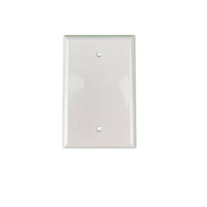 Blank Mid Size Wallplate - 1 Gang - White - Plastic - 20/Box