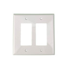 Decorator Mid Size Wallplate - 2 Gang- White - Plastic - 20/Box