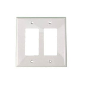 Decorator Mid Size Wallplate - 2 Gang- White - Plastic - 20/Box