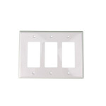 Decorator Mid Size Wallplate - 3 Gang- White - Plastic - 20/Box