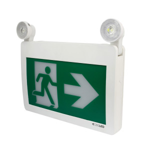 EML EMERGENCY LIGHTING - RUNNING MAN COMBO - SELF-POWERED - 2X1W HEADS - 120-347V - THERMOPLASTIC - WHITE