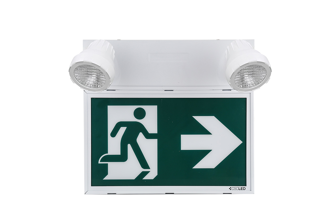 EML Emergency Lighting - Running Man Combo - 36W Battery - 2x2W Heads - 120-347V - Steel - White - 5 Year Warranty