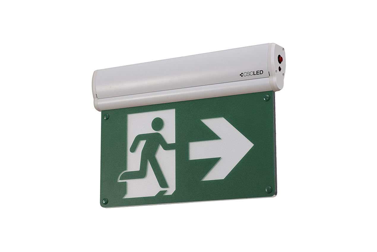 EML Emergency Lighting - Running Man Sign - 120-347V/6-24VDC - Edge-lit - White - 5 Year Warranty