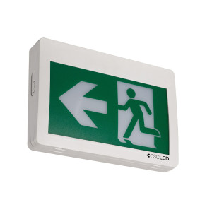 EML Emergency Lighting - Running Man Sign - 120-347V/6-24VDC - Thermoplastic - White - 5 Year Warranty