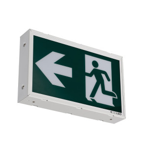 EML Emergency Lighting - Running Man Sign - Self-Powered - 120-347V - Steel - White - 5 Year Warranty