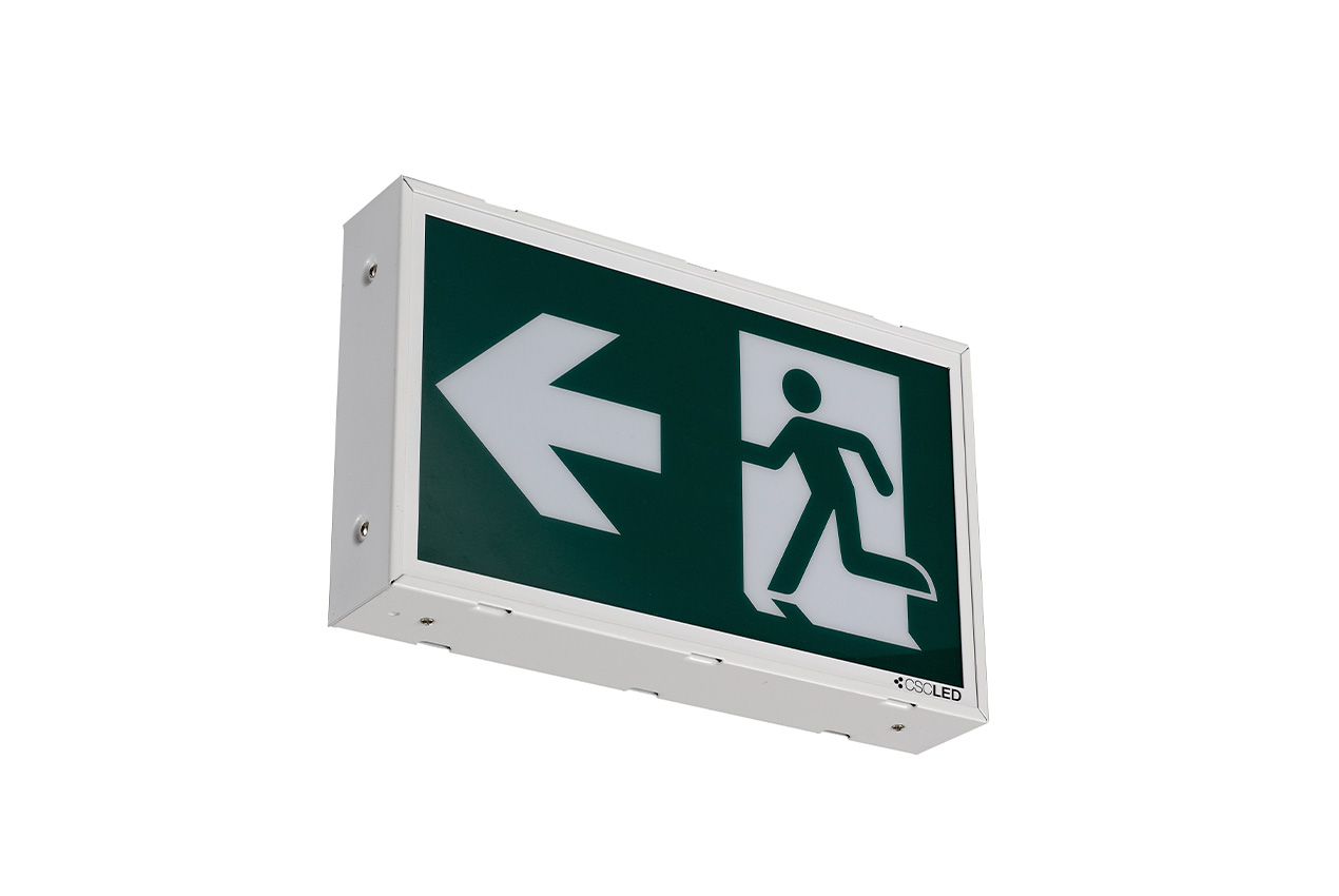 EML Emergency Lighting - Running Man Sign - Self-Powered - 120-347V - Steel - White - 5 Year Warranty