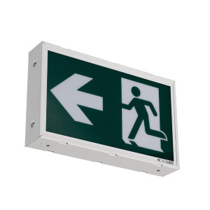 EML Emergency Lighting - Running Man Sign - 120-347V/6-24VDC - Steel - White - 5 Year Warranty