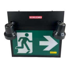 Combo Running Man sign + 2 Head + 36W Battery backup - 5W - 120-347V - Black - V1