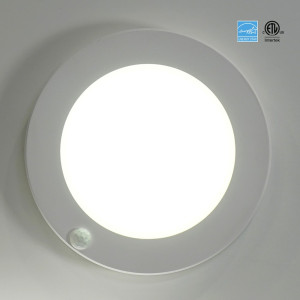 5 INCH LED FLUSH MOUNT WITH BUILT IN MOTION SENSOR. 10W -600LUMENS - 5CCT - CRI80 - 120V TRIAC DIMMING