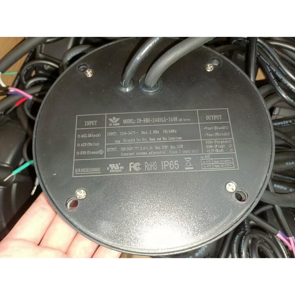 LED Driver Zhihe 120-347V 180-260VDC 240W 0.6-1.3A Dimmable 0-10VDC