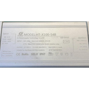 LED Driver HT 120-277VAC 27-54VDC 100W 1.5-3.0A Dimmable 1-10VDC UL Dry and Damp
